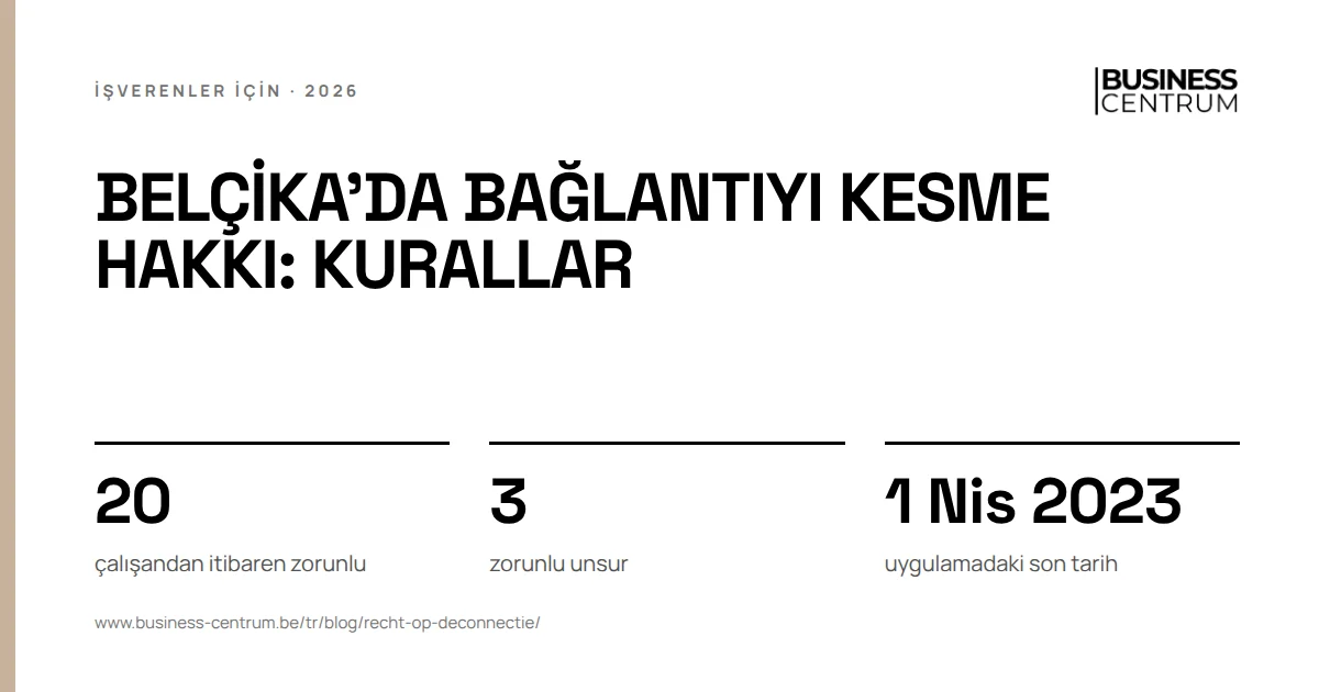 Belçika'da bağlantıyı kesme hakkı: kurallar: çalışandan itibaren zorunlu 20, zorunlu unsur 3, uygulamadaki son tarih 1 Nisan 2023