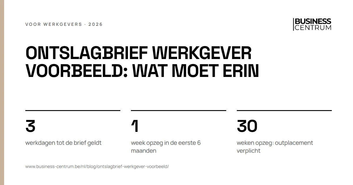 Ontslagbrief werkgever voorbeeld: wat moet erin: werkdagen tot de brief geldt 3, week opzeg in de eerste 6 maanden 1, weken opzeg: outplacement verplicht 30