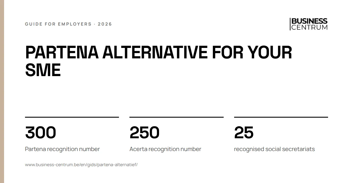 Partena alternative for your SME: Partena recognition number 300, Acerta recognition number 250, recognised social secretariats 25