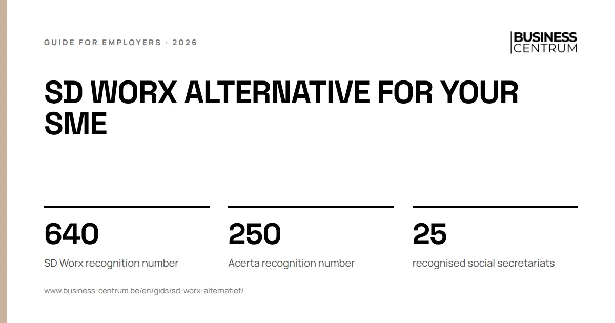 SD Worx alternative for your SME: SD Worx recognition number 640, Acerta recognition number 250, recognised social secretariats 25